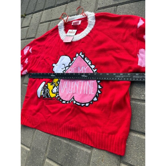 PEANUTS Charlie Brown Be My Valentine Knit Sweater in Red/White Sz LARGE NWT - Picture 5 of 7